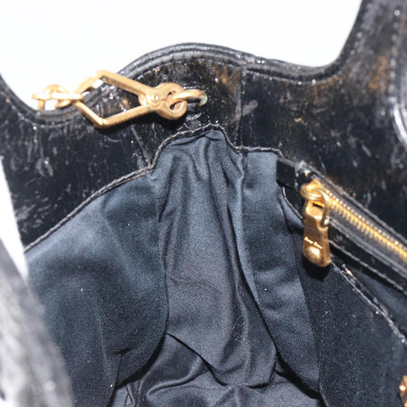 Miu Miu Hand Bag Leather 2way Black Gold Auth mr2556