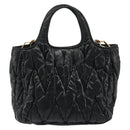 Miu Miu Hand Bag Leather 2way Black Gold Auth mr2556-2