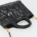 Miu Miu Hand Bag Leather 2way Black Gold Auth mr2556-6