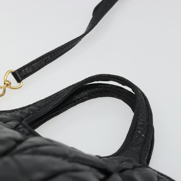 Miu Miu Hand Bag Leather 2way Black Gold Auth mr2556