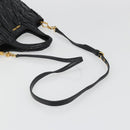 Miu Miu Hand Bag Leather 2way Black Gold Auth mr2556-9