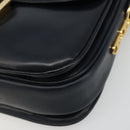 CELINE Shoulder Bag Leather Navy Gold Auth mr2557A-9