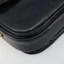 CELINE Shoulder Bag Leather Navy Gold Auth mr2557A-14