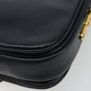 CELINE Shoulder Bag Leather Navy Gold Auth mr2557A-15