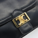 CELINE Shoulder Bag Leather Navy Gold Auth mr2557A-17