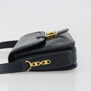 CELINE Shoulder Bag Leather Navy Gold Auth mr2557A-4