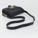 CELINE Shoulder Bag Leather Navy Gold Auth mr2557A-7