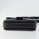 CELINE Shoulder Bag Leather Navy Gold Auth mr2557A-5