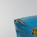 BALENCIAGA MAXI PACK Clutch Bag Leather Blue Silver Auth mr2558A-13