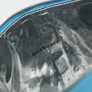 BALENCIAGA MAXI PACK Clutch Bag Leather Blue Silver Auth mr2558A-14