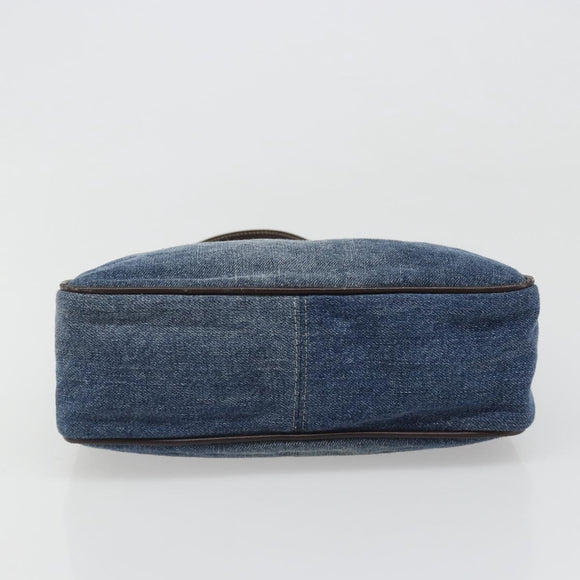 FENDI Shoulder Bag Denim Blue Gold Auth mr2559A