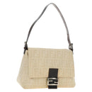 FENDI Zucca Canvas Mamma Baguette Shoulder Bag Beige Silver Auth mr2561M-1