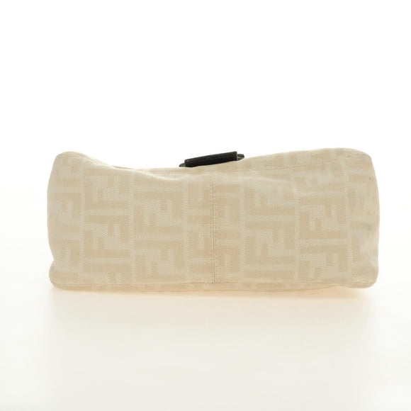 FENDI Zucca Canvas Mamma Baguette Shoulder Bag Beige Silver Auth mr2561M