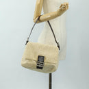 FENDI Zucca Canvas Mamma Baguette Shoulder Bag Beige Silver Auth mr2561M-27