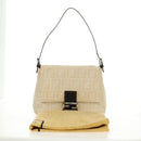 FENDI Zucca Canvas Mamma Baguette Shoulder Bag Beige Silver Auth mr2561M-12