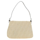 FENDI Zucca Canvas Mamma Baguette Shoulder Bag Beige Silver Auth mr2561M-2