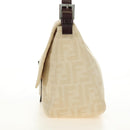 FENDI Zucca Canvas Mamma Baguette Shoulder Bag Beige Silver Auth mr2561M-3