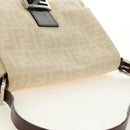 FENDI Zucca Canvas Mamma Baguette Shoulder Bag Beige Silver Auth mr2561M-6