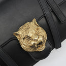 GUCCI Shoulder Bag Leather Black Gold 412007 Auth mr2562V-14