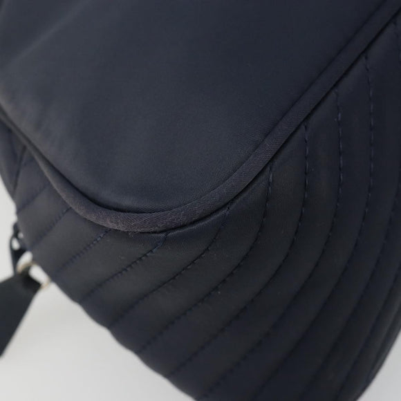SAINT LAURENT Hand Bag Nylon Navy Silver Auth mr2565