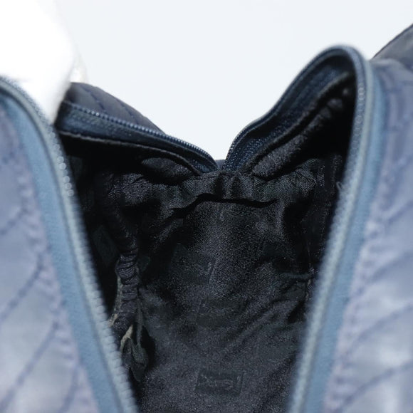 SAINT LAURENT Hand Bag Nylon Navy Silver Auth mr2565