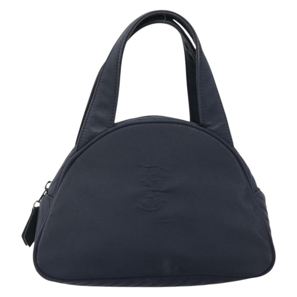 SAINT LAURENT Hand Bag Nylon Navy Silver Auth mr2565