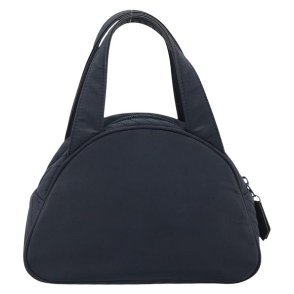 SAINT LAURENT Hand Bag Nylon Navy Silver Auth mr2565