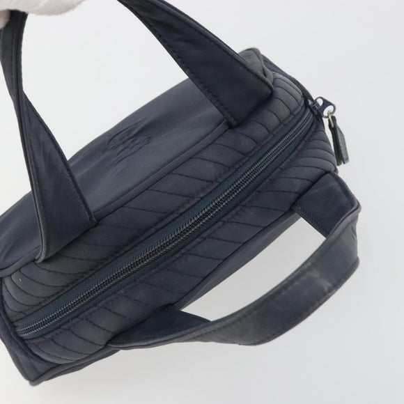 SAINT LAURENT Hand Bag Nylon Navy Silver Auth mr2565