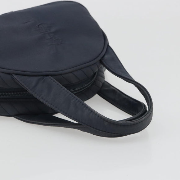 SAINT LAURENT Hand Bag Nylon Navy Silver Auth mr2565