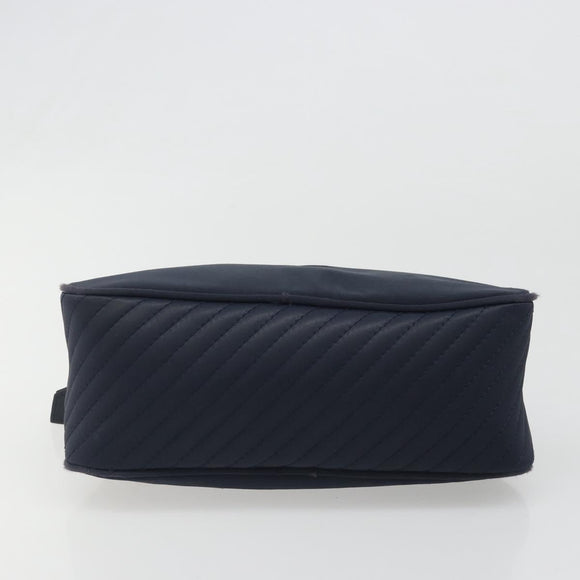 SAINT LAURENT Hand Bag Nylon Navy Silver Auth mr2565