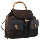 GUCCI Bamboo Backpack Suede Navy Gold 003 2058 0016 Auth mr2566-1