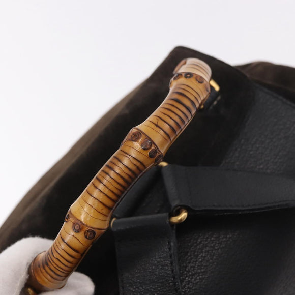 GUCCI Bamboo Backpack Suede Navy Gold 003 2058 0016 Auth mr2566