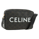 CELINE Triomphe Medium Messenger Bag Shoulder Bag PVC Black Gold Auth mr2571SAM-1