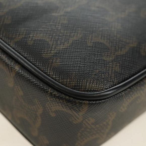 CELINE Triomphe Medium Messenger Bag Shoulder Bag PVC Black Gold Auth mr2571SAM