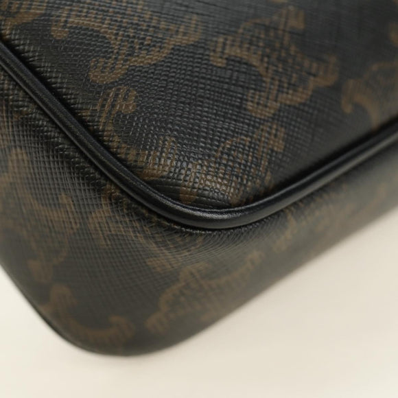 CELINE Triomphe Medium Messenger Bag Shoulder Bag PVC Black Gold Auth mr2571SAM