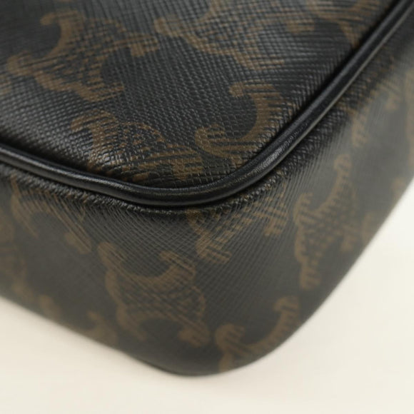 CELINE Triomphe Medium Messenger Bag Shoulder Bag PVC Black Gold Auth mr2571SAM