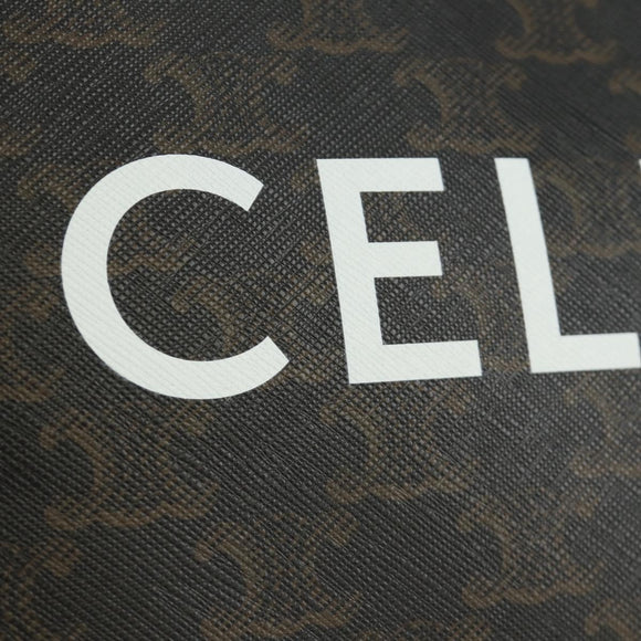 CELINE Triomphe Medium Messenger Bag Shoulder Bag PVC Black Gold Auth mr2571SAM