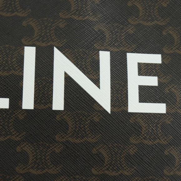 CELINE Triomphe Medium Messenger Bag Shoulder Bag PVC Black Gold Auth mr2571SAM