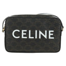 CELINE Triomphe Medium Messenger Bag Shoulder Bag PVC Black Gold Auth mr2571SAM-13