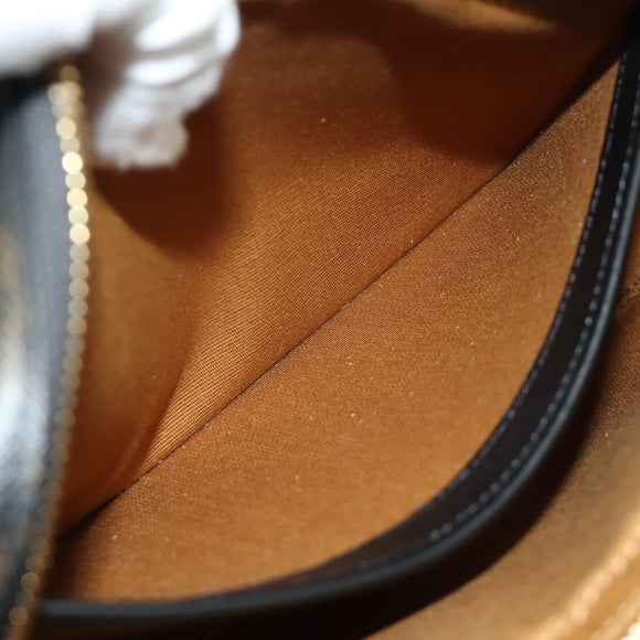 CELINE Triomphe Medium Messenger Bag Shoulder Bag PVC Black Gold Auth mr2571SAM