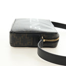 CELINE Triomphe Medium Messenger Bag Shoulder Bag PVC Black Gold Auth mr2571SAM-4