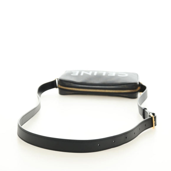 CELINE Triomphe Medium Messenger Bag Shoulder Bag PVC Black Gold Auth mr2571SAM