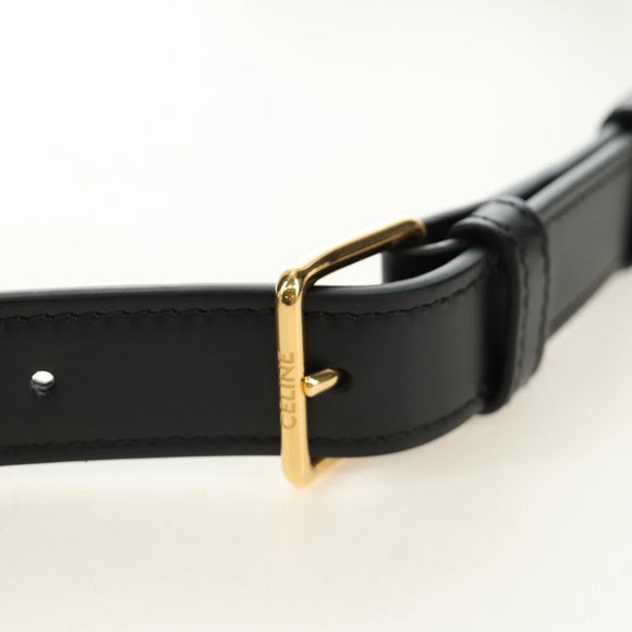 CELINE Triomphe Medium Messenger Bag Shoulder Bag PVC Black Gold Auth mr2571SAM