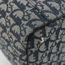 Christian Dior Trotter Canvas Vanity Hand Bag Navy Silver Auth mr2574V-9