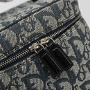 Christian Dior Trotter Canvas Vanity Hand Bag Navy Silver Auth mr2574V-17
