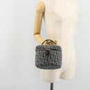 Christian Dior Trotter Canvas Vanity Hand Bag Navy Silver Auth mr2574V-22