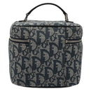 Christian Dior Trotter Canvas Vanity Hand Bag Navy Silver Auth mr2574V-2