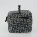 Christian Dior Trotter Canvas Vanity Hand Bag Navy Silver Auth mr2574V-3
