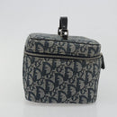 Christian Dior Trotter Canvas Vanity Hand Bag Navy Silver Auth mr2574V-4