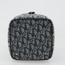 Christian Dior Trotter Canvas Vanity Hand Bag Navy Silver Auth mr2574V-5